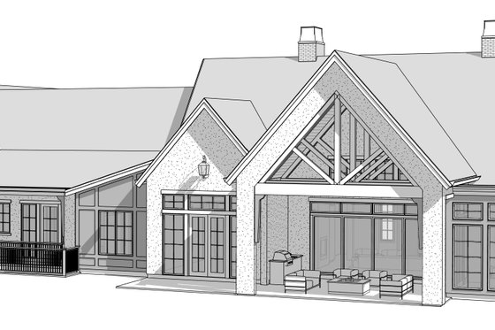 Exterior - Rear Elevation 4 for Farmhouse House Plan #1114-92 - 2 bed, 2.5 bath