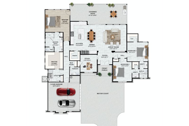 House Design - Floor Plan - Main Floor for Contemporary House Plan #1110-26 - 3 bed, 2.5 bath