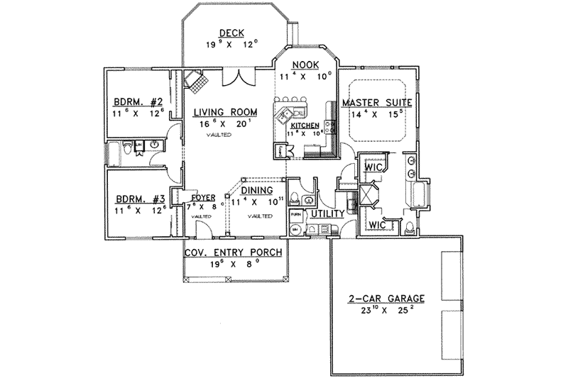 Architectural House Design - Floor Plan - Main Floor for Traditional House Plan #117-299 - 3 bed, 2.5 bath