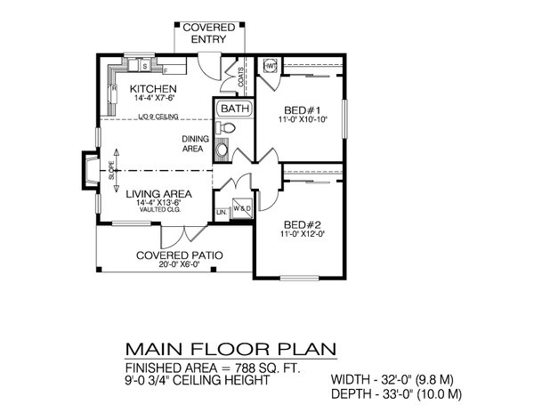 Home Plan - Floor Plan - Main Floor for Farmhouse House Plan #1100-172 - 2 bed, 1 bath
