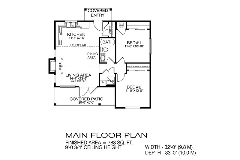 Home Plan - Floor Plan - Main Floor for Farmhouse House Plan #1100-172 - 2 bed, 1 bath