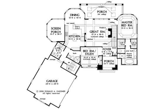 Floor Plan - Main Floor for European House Plan #929-4 - 4 bed, 4 bath