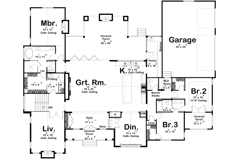 Home Plan - Floor Plan - Main Floor for Cottage House Plan #455-678 - 3 bed, 2.5 bath