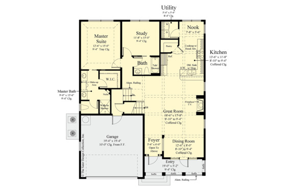 Floor Plan - Main Floor for Southern House Plan #930-496 - 4 bed, 3 bath