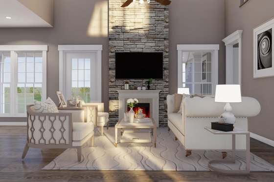Interior - Family Room for Traditional House Plan #17-2435 - 3 bed, 3 bath