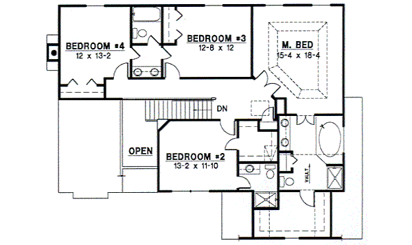 Traditional Floor Plan - Upper Floor Plan #67-531