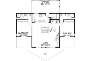 Floor Plan - Main Floor for Modern House Plan #60-108 - 3 bed, 2 bath