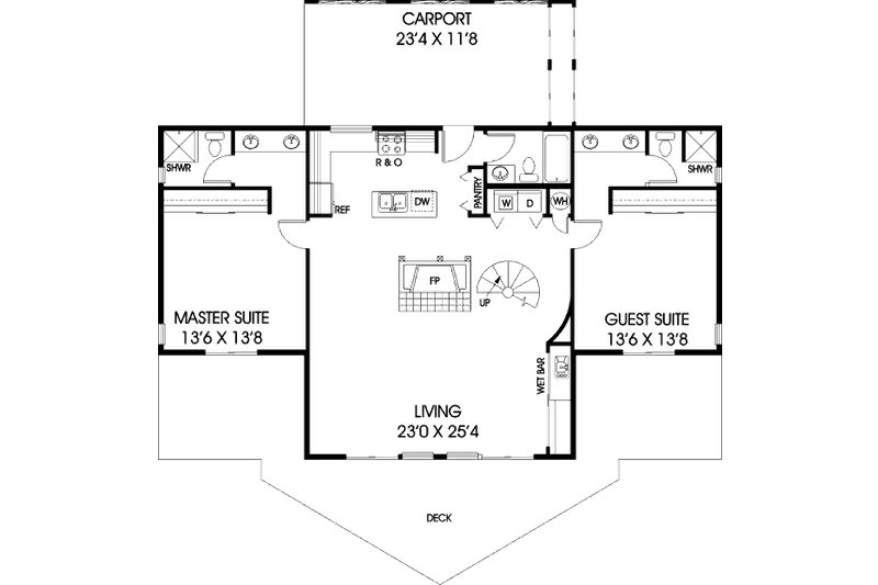 Home Plan - Floor Plan - Main Floor for Modern House Plan #60-108 - 3 bed, 2 bath