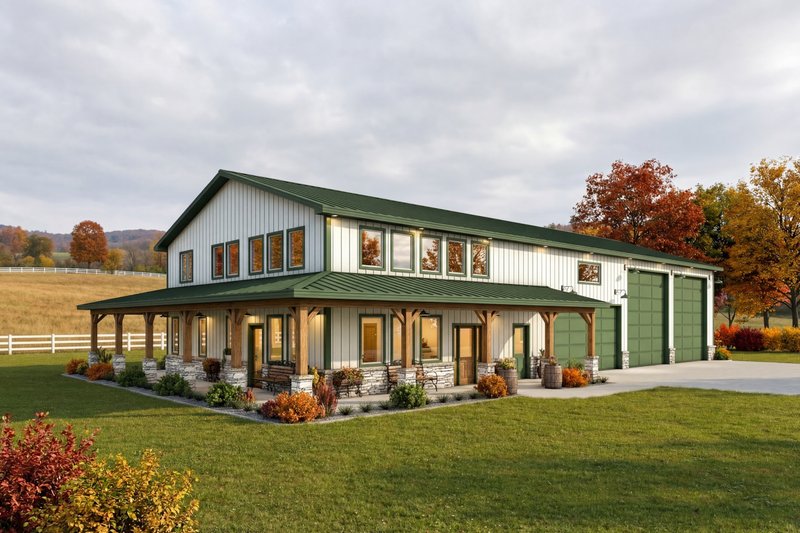 Architectural House Design - Exterior - Front Elevation for Barndominium House Plan #1084-16 - 3 bed, 2.5 bath