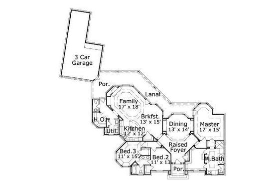 Floor Plan - Main Floor for European House Plan #411-538 - 3 bed, 2.5 bath