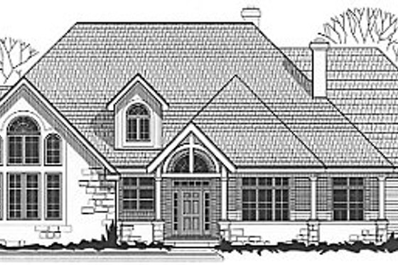 Exterior - Front Elevation for European House Plan #67-241 - 4 bed, 4 bath