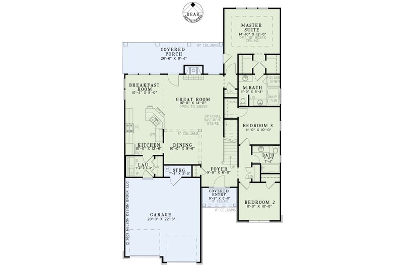 House Plan Design - Floor Plan - Main Floor for Craftsman House Plan #17-3337 - 3 bed, 2 bath