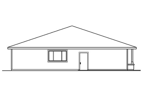 Exterior - Rear Elevation for Prairie House Plan #124-519 - 3 bed, 2 bath
