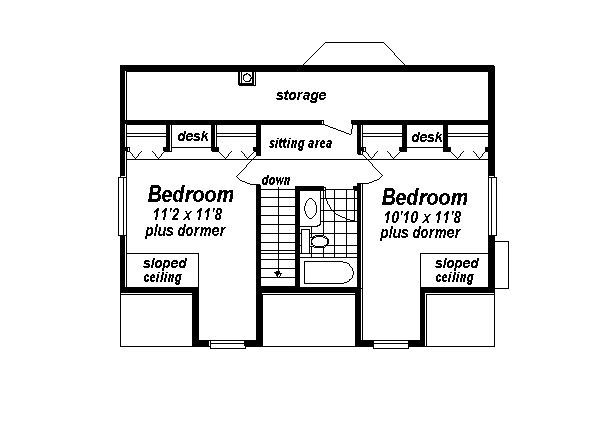 Country Floor Plan - Upper Floor Plan #18-299