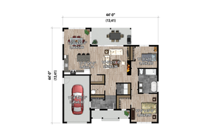 Floor Plan - Main Floor for Farmhouse House Plan #25-5035 - 2 bed, 1 bath