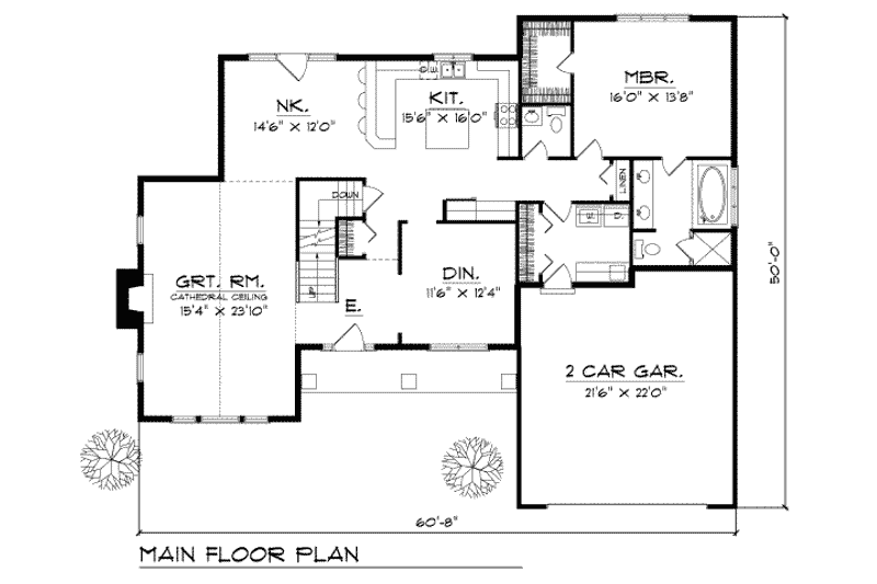 Dream House Plan - Floor Plan - Main Floor for Traditional House Plan #70-408 - 4 bed, 2.5 bath
