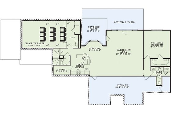 Floor Plan - Lower Floor for European House Plan #17-2272 - 5 bed, 3 bath