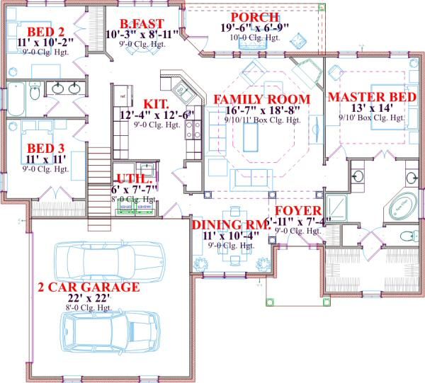 Traditional Floor Plan - Main Floor Plan #63-170