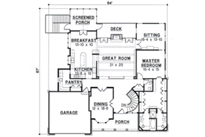Floor Plan - Main Floor for Traditional House Plan #67-218 - 4 bed, 4 bath