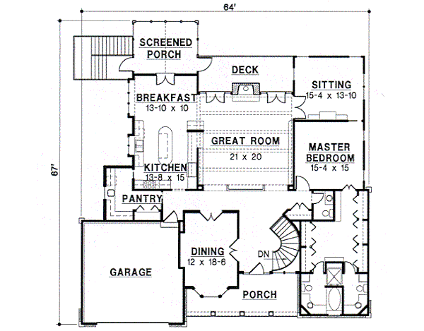 Traditional Floor Plan - Main Floor Plan #67-218