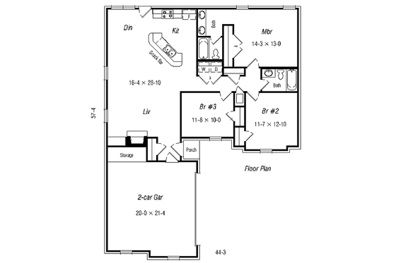 Floor Plan - Main Floor for European House Plan #329-181 - 3 bed, 2 bath