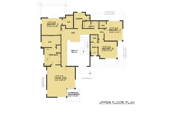 Floor Plan - Upper Floor for Contemporary House Plan #1066-97 - 5 bed, 4.5 bath