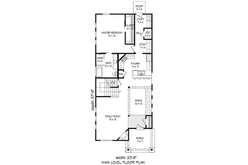 House Blueprint - Floor Plan - Main Floor for Cabin House Plan #932-17 - 3 bed, 2 bath