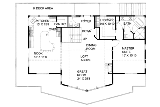 Floor Plan - Main Floor for Cabin House Plan #117-781 - 4 bed, 3 bath