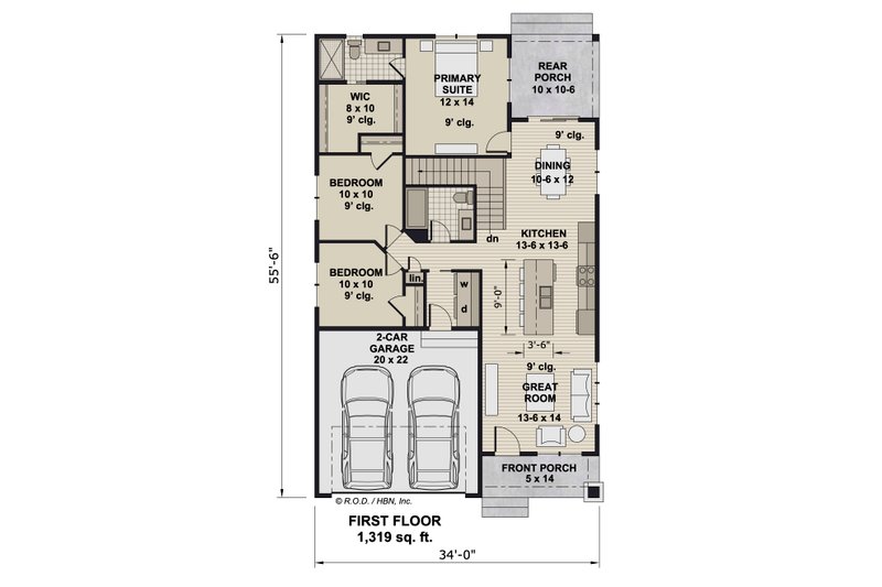 Home Plan - Floor Plan - Main Floor for Farmhouse House Plan #51-1503 - 3 bed, 2 bath