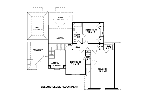 Floor Plan - Upper Floor for European House Plan #81-1428 - 3 bed, 2.5 bath