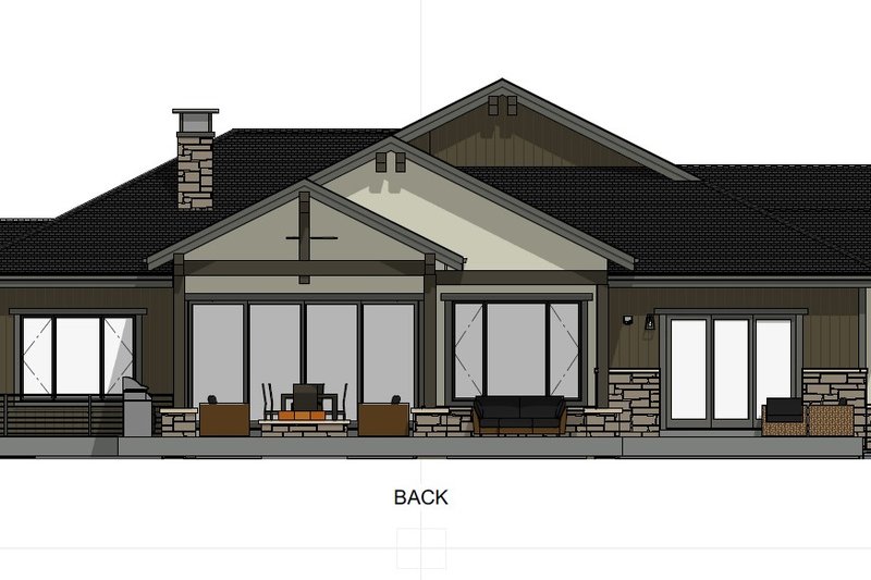 House Blueprint - Exterior - Rear Elevation 4 for Farmhouse House Plan #1069-40 - 3 bed, 2.5 bath