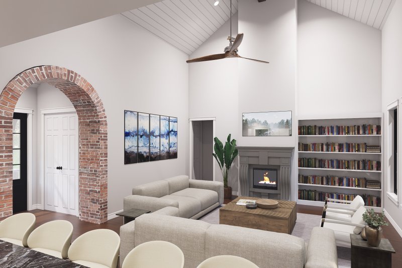 Architectural House Design - Interior - Family Room for Farmhouse House Plan #932-1382 - 3 bed, 2.5 bath