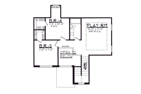 Floor Plan - Upper Floor for Traditional House Plan #62-116 - 4 bed, 3 bath