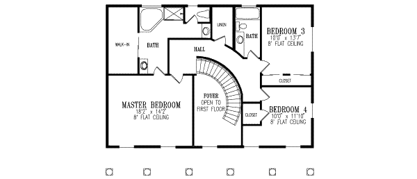 Home Plan - Colonial Floor Plan - Upper Floor Plan #1-522