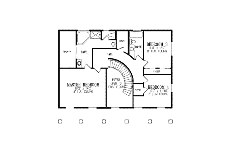 Dream House Plan - Floor Plan - Upper Floor for Colonial House Plan #1-522 - 4 bed, 3 bath