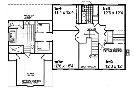 Floor Plan - Upper Floor for Traditional House Plan #47-339 - 4 bed, 2.5 bath