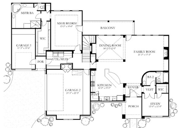 European Style House Plan - 4 Beds 3 Baths 3045 Sq/Ft Plan #80-183 ...