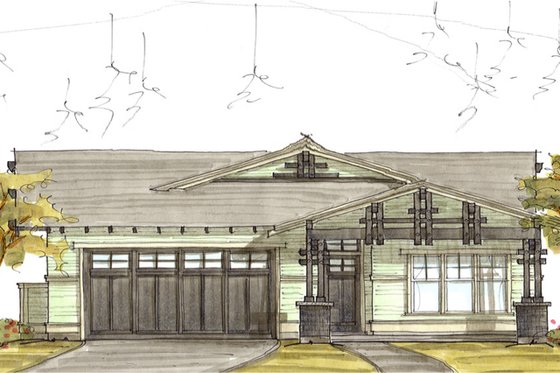 Exterior - Front Elevation 3 for Craftsman House Plan #895-21 - 3 bed, 2 bath