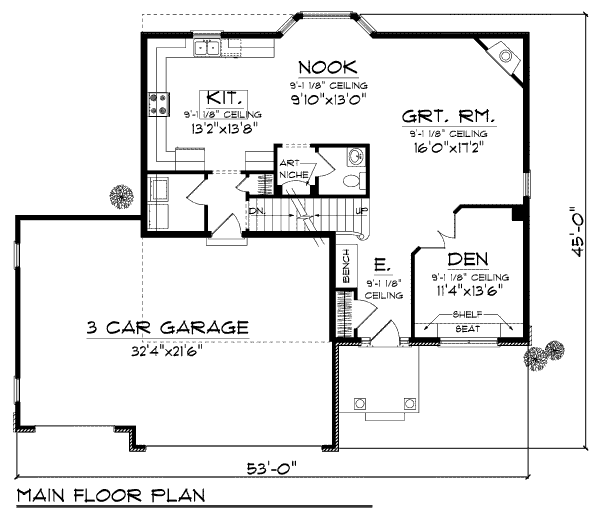 House Plan Design - Country Floor Plan - Main Floor Plan #70-989