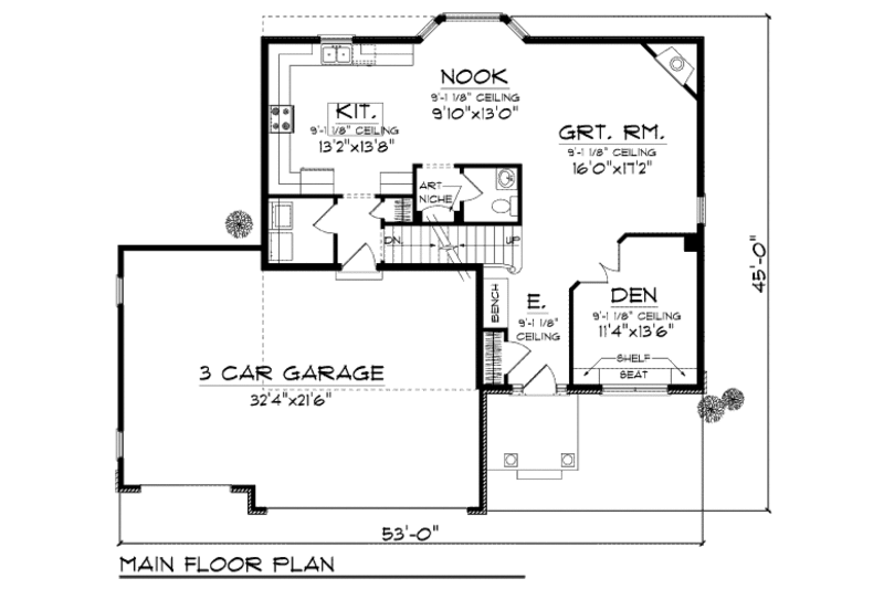 Architectural House Design - Country Floor Plan - Main Floor Plan #70-989