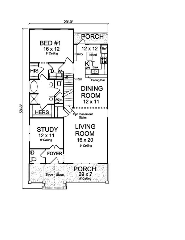 House Blueprint - Cottage Floor Plan - Main Floor Plan #513-2217