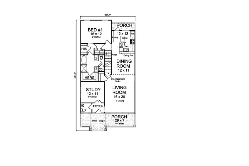Home Plan - Floor Plan - Main Floor for Cottage House Plan #513-2217 - 3 bed, 2.5 bath