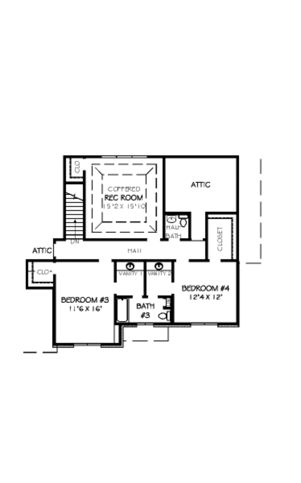 Traditional Floor Plan - Upper Floor Plan #424-358