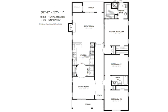 Floor Plan - Main Floor for Traditional House Plan #424-196 - 3 bed, 2 bath