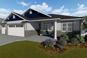 Exterior - Front Elevation 1 for Ranch House Plan #1060-39 - 3 bed, 2 bath