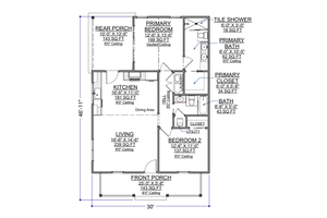 Floor Plan - Main Floor for Cabin House Plan #1116-27 - 2 bed, 2 bath