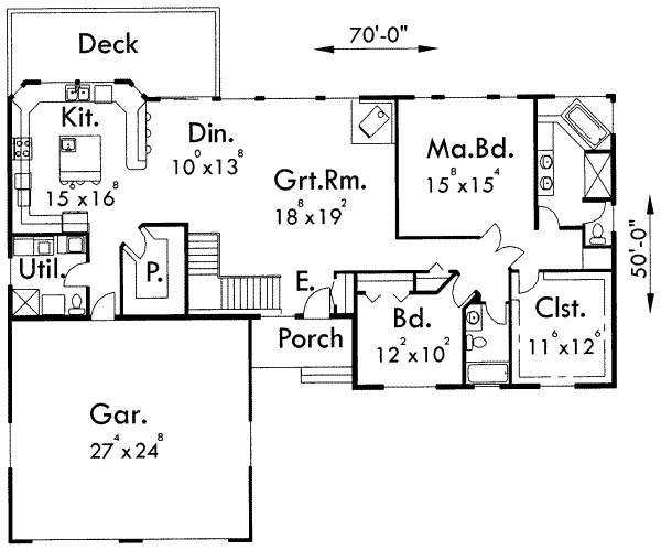 Ranch Floor Plan - Main Floor Plan #303-326