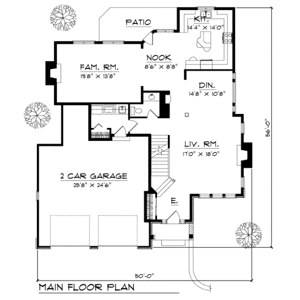 Home Plan - Traditional Floor Plan - Main Floor Plan #70-391
