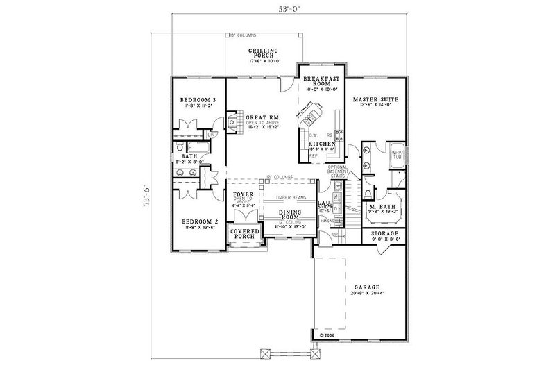 European Style House Plan - 3 Beds 2 Baths 2369 Sq/Ft Plan #17-113 ...