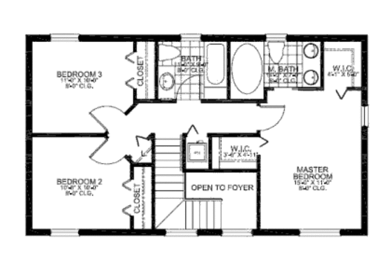 Floor Plan - Upper Floor for Mediterranean House Plan #420-222 - 3 bed, 2.5 bath